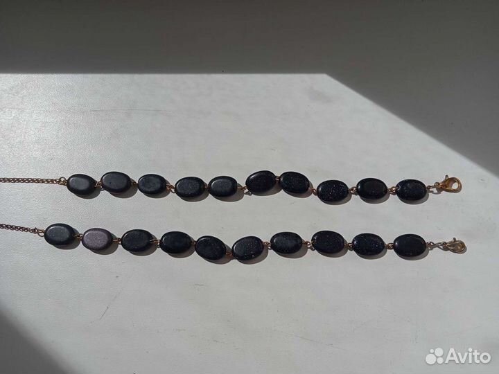 Комплект из синего авантюрина