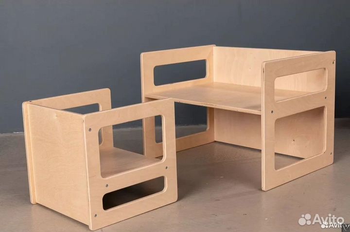 Детские растущие стол и стул / шлифованные