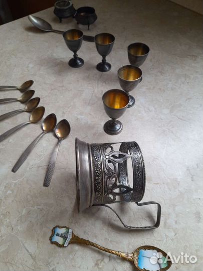Рюмки,ложки,подстаканник,мельхиор