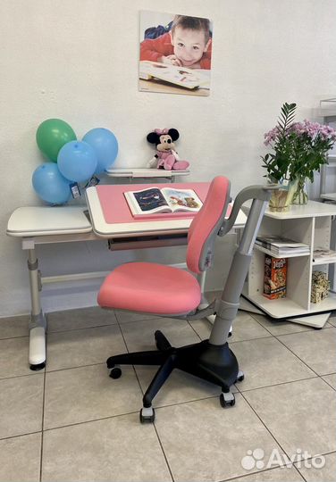 Стол парта растущая с ящиком и наклоном