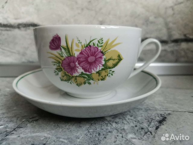 Чашка с блюдцем СССР Вербилки