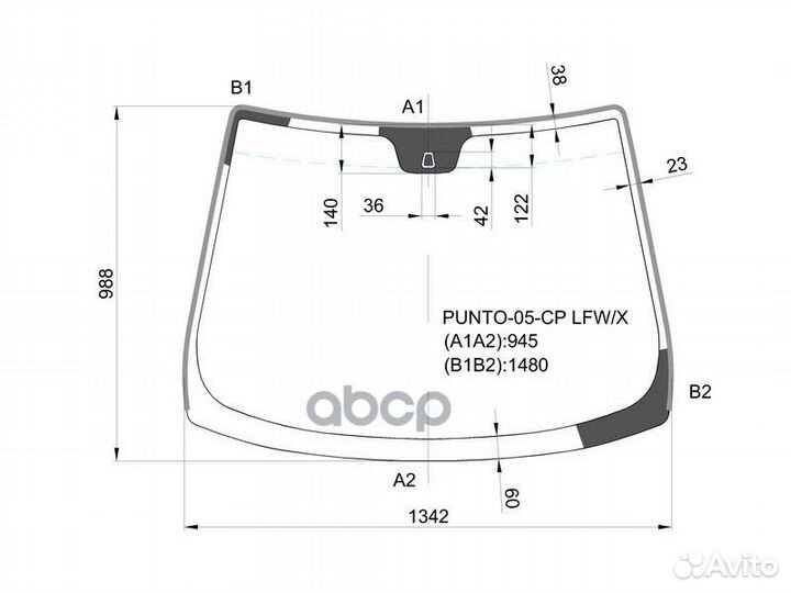 Стекло лобовое fiat grande punto 3/5D 05- punto