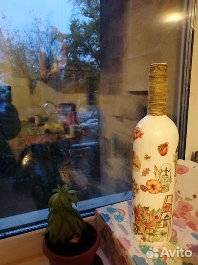 Ваза для сухоцветов в стиле декупаж