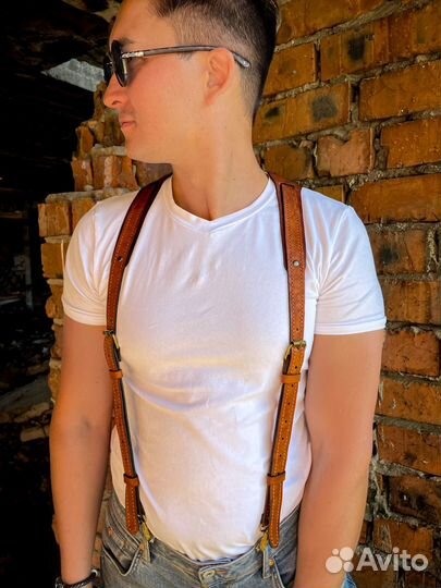 Подтяжки мужские кожаные