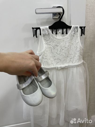 Платье белоснежное baby GO+ туфли в подарок