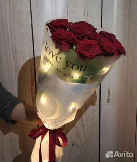 Цветы Букет с подсветкой Розы