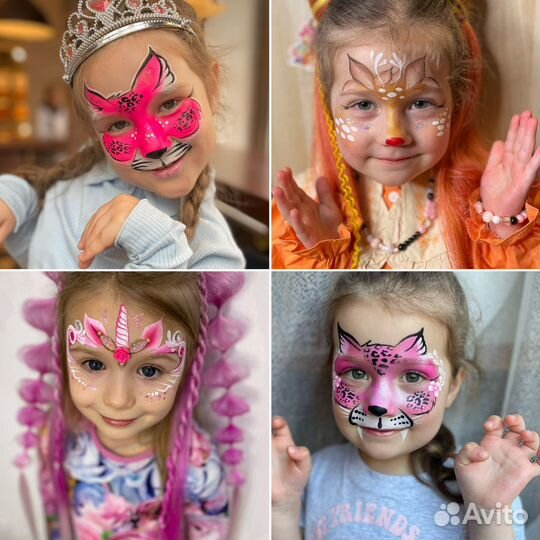 Аквагрим, причёски с канеколоном, блеск-тату