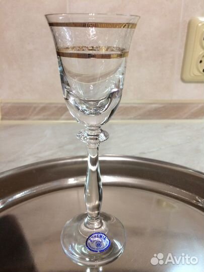 Бокалы богемия хрусталь с золочением и стекло