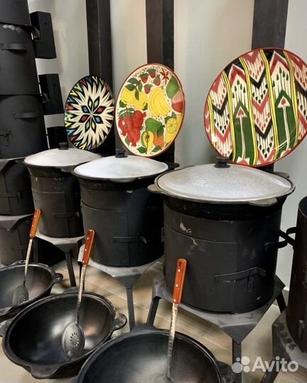 Чугунный казан 6л,8л,10л,12л с печкой