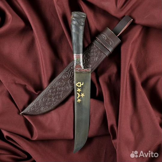 Нож Пчак Шархон - Средний, сайгак, гарда олово гра