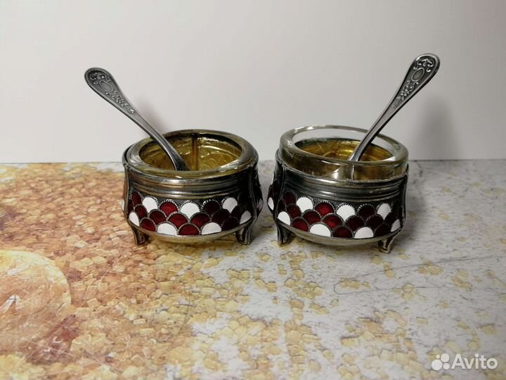 Солонка и перечница, мельхиор, СССР