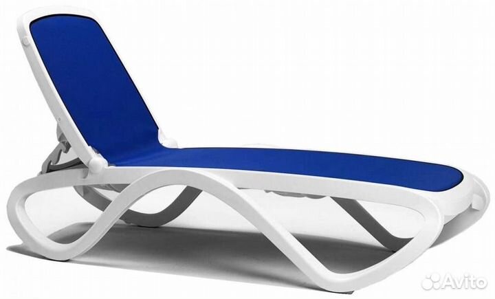 Шезлонг-лежак пластиковый Nardi, Omega Белый-Синий