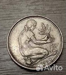 Монета Германии 50 пфеннигов 1990 г