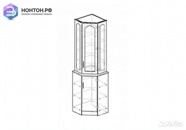 Буфет Констанция угловой белый матовый / джинс