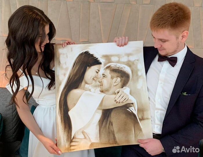 Портрет по фото на заказ на бумаге или холсте