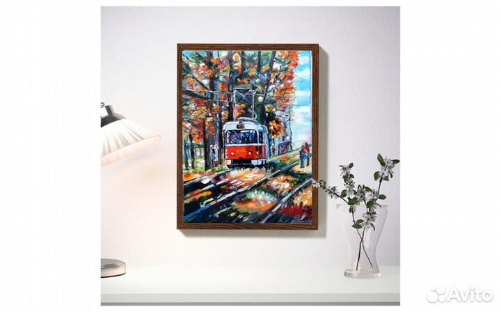 Картина маслом Трамвай холст 40смна30см