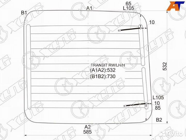 Стекло двери багажника левое Ford Transit 4 рест