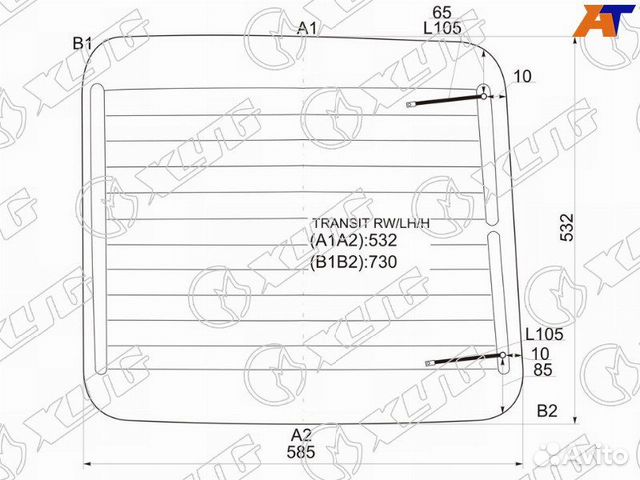 Стекло двери багажника левое Ford Transit 4 рест