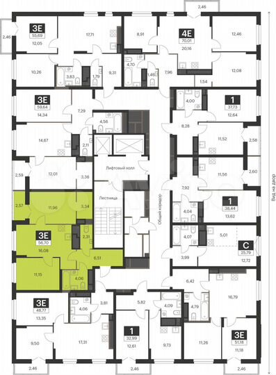 2-к. квартира, 56,7 м², 11/17 эт.