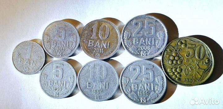 1, 5, 10, 25, 50 Bani бан 1993-2012, Молдова