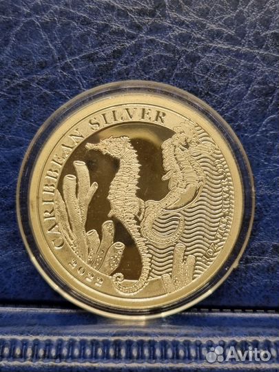 Монета Серебро Морской конек Барбадос 2022 Унция