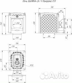 Печь для бани Былина-24 Ч Панорама