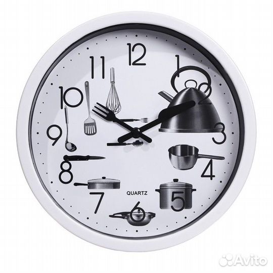 2 шт. Часы настенные, для кухни, 'Кухонные приборы', плавный ход, d-20 см