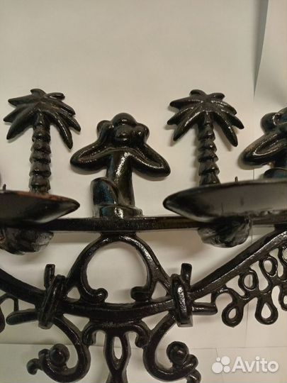 Редкий Подсвечник, Три Обезьянки, Чугун