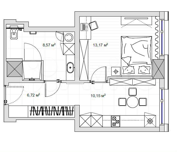 1-к. апартаменты, 38,6 м², 11/25 эт.