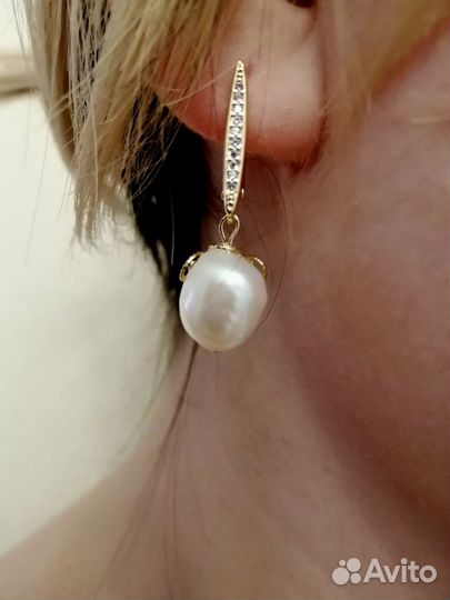 Серьги с натуральным жемчугом