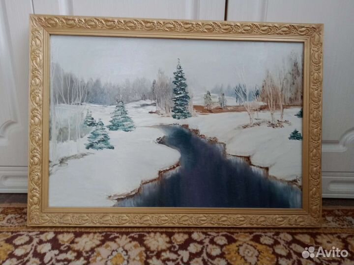 Картина маслом зимний пейзаж