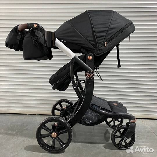 Коляска трансформер 3 в1, Luxmom 608, черный ткань