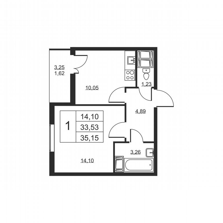 1-к. квартира, 35,2 м², 16/19 эт.