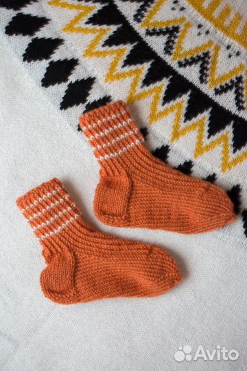 Шерстяные вязаные носки ручной работы детские