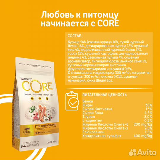 Корм core для стерилизованных и кастрированных 4