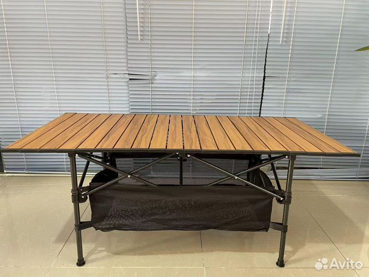 Стол складной реечный с корзиной 120-55-70см