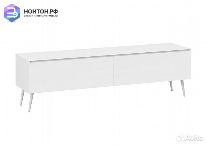 Тв-тумба с опорами Глосс белый глянец