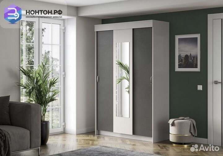 Шкаф-купе Бассо серый / антрацит