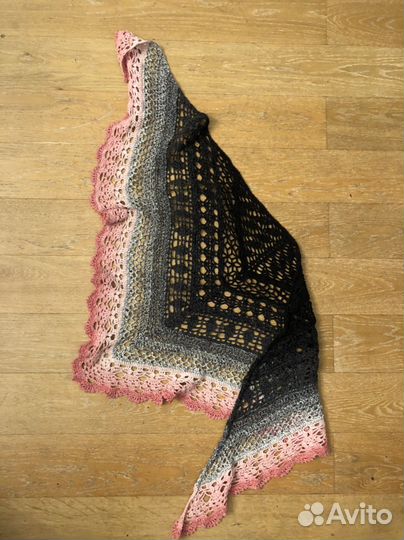Платок шаль розовый черный амбре