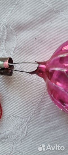 Елочные игрушки СССР. Шар резной. Розовый