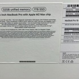 Macbook Pro 16 M2 Max 32GB 1TB сша/рус