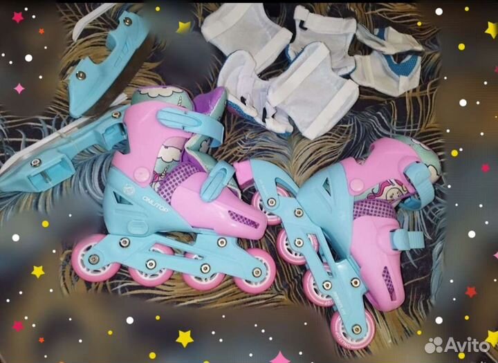 Ролики + коньки + защита на девочку р.26-29
