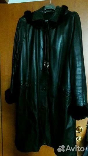 Пальто кожаное качественное р 52
