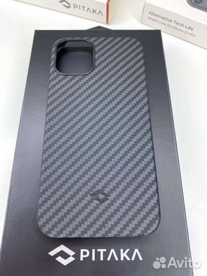 Чехол Pitaka iPhone 12 mini чёрный, синий