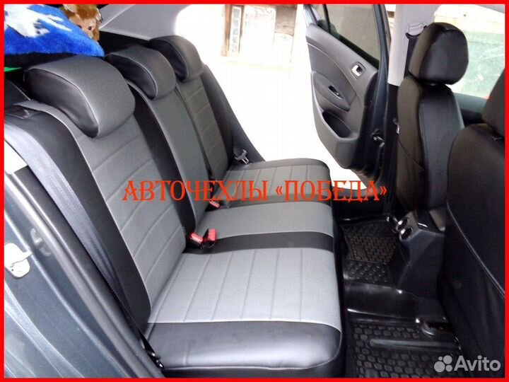 Чехлы Peugeot 408 из экокожи чёрно-серые Классика