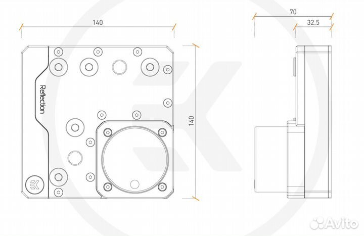 EK-Quantum Reflection Uni 140 D5 PWM D-RGB - Plexi