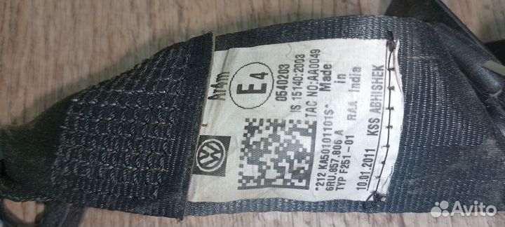 Ремень безопасности задний правый Volkswagen Polo