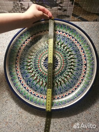 Ляган синий 38 см. плоский