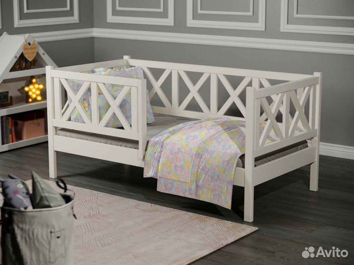 Кроватка высокий борт софа берёза детская