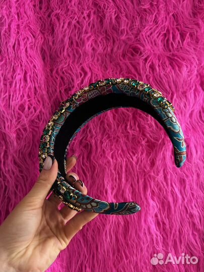 Изумрудный ободок в стиле Dolce&Gabbana